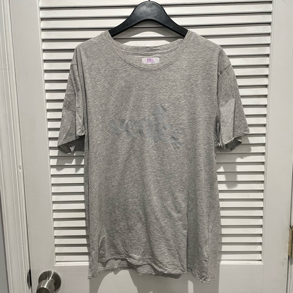 ERL Venice-print cotton T-shirt Grey Womens XL (Fits like Mens M)